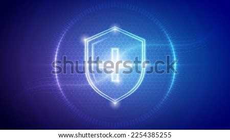Futuristic Medical Hologram Neon Glow Translucent Protection Defense Shield Backdrop Background Illustration Сток-фото © 