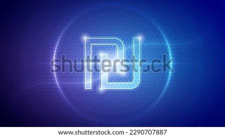 Israel Shekel (ILS) Sign Symbol Futuristic Hologram Neon Glow Cybernetic Digital Circuit Currency Cryptocurrency Exchange Trading Backdrop Background Design Vector