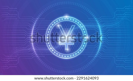 Japan Yen (JPY) China Yuan Renminbi (CNY) Currency Symbol Futuristic Neon Glow Cybernetic Digital Circuit Cryptocurrency Backdrop Background Design Illustration