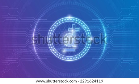 Viet Nam Dong (VND) Currency Symbol Futuristic Neon Glow Cybernetic Digital Circuit Cryptocurrency Backdrop Background Design Illustration