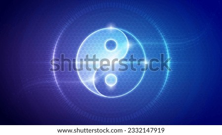 Yin-Yang Symbol Chinese Philosophical Taoism Chinese Culture Concept, Cosmology Futuristic Hologram Neon Glow Translucent Backdrop Background Illustration