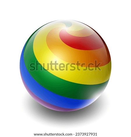 LGBTQ+ Flag 2.5D Isometric View, Glossy Sphere Design, Flag Symbol Icon, Button Presentation Element Template Isolated on White Background