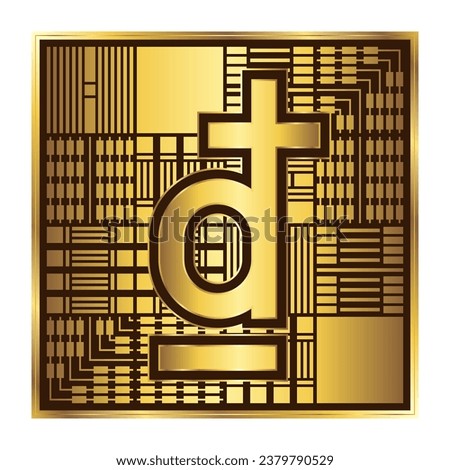 Viet Nam Dong (VND) - National Currency Sign-Symbol, Digital Circuit Board Microprocessor Golden Chip Computing Global Finance International Exchange Icon Logo Design Isolate On White Background