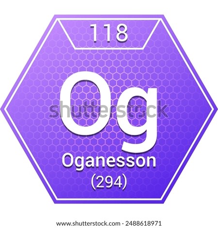 Oganesson (Og) (118) Noble Gas - Fundamental Chemical Element, Periodic Table in Chemistry Symbol, Name, Atomic Mass, Number, Chemistry Hexagon Logo Icon Design, White Background