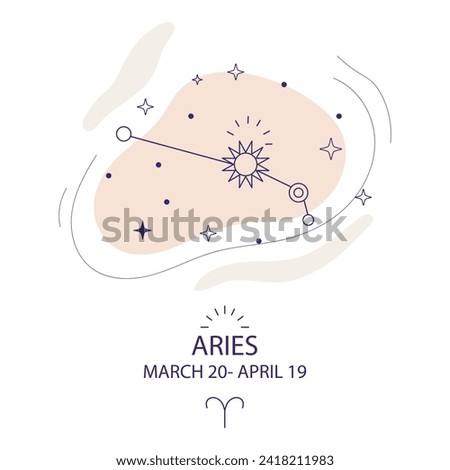 Aries Zodiac Constellation of stars in trendy minimal style. Constellation of stars astrological forecast, magic Astrology, vector illustration. Tarot background. Esoteric mystical vector illustration