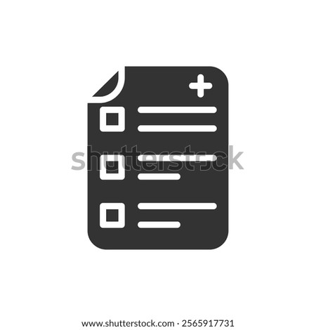 Clipboard with Checklist Solid Icon. Vector illustration