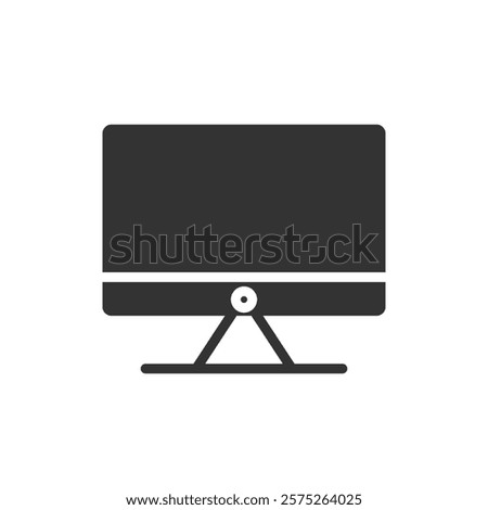 Desktop monitor solid icon. Vector illustration