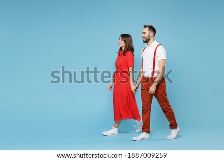 Similar – Image, Stock Photo A saint valentine mock up with colorful red hearts over a pastel blue background for the love day with copy space