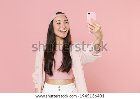 Similar – Image, Stock Photo selfie Girl Cellphone
