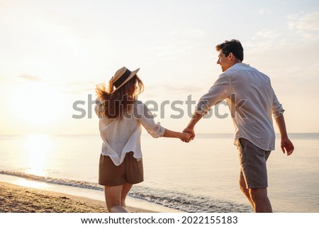 Similar – Image, Stock Photo Woman at beach Movement