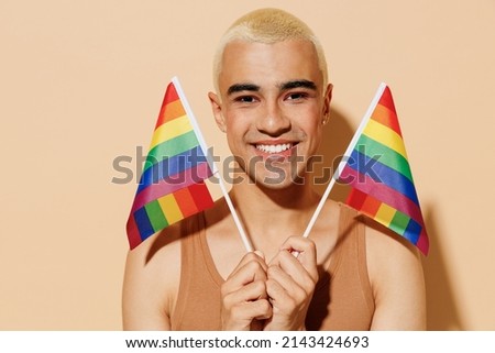 Similar – Image, Stock Photo LGBT flag coming out of a mountain (concept)