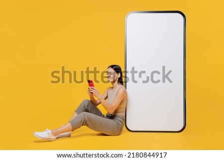 Similar – Image, Stock Photo Black girl speaking on telephone in studio