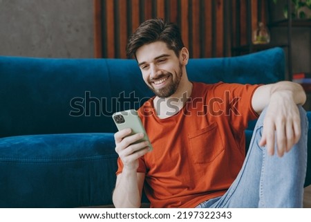 Similar – Image, Stock Photo Boy on mobile phone