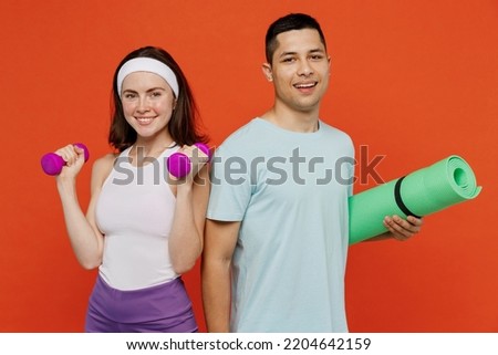 Similar – Image, Stock Photo Young woman with boyfriend in nature