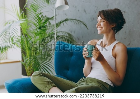 Similar – Image, Stock Photo Woman relaxing on a summer sailing cruise, sitting on a luxury catamaran near picture perfect Palau town, Sardinia, Italy.