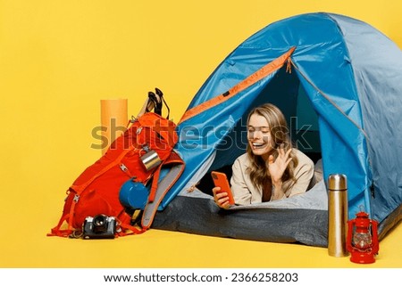 Similar – Image, Stock Photo Woman sitting near waving sea