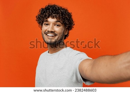 Similar – Image, Stock Photo Smiling man taking selfie photo on kayak