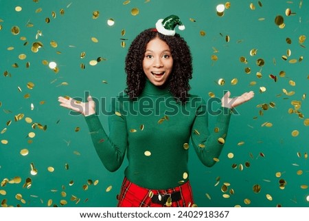 Similar – Image, Stock Photo Black woman scattering confetti on street