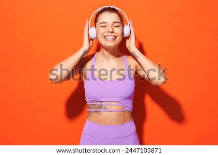 Similar – Image, Stock Photo Sportsman listening to music during workout