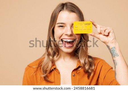 Similar – Image, Stock Photo Woman holding a charging cable in her hand