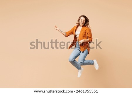 Similar – Image, Stock Photo Woman pretending to play the guitar