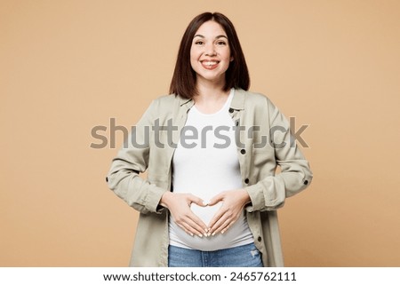 Similar – Image, Stock Photo young pregnant woman at home working on laptop. cute beagle dog besides