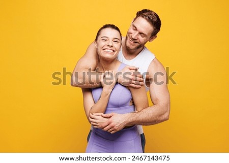 Similar – Image, Stock Photo man and woman hugging at nearby street wall