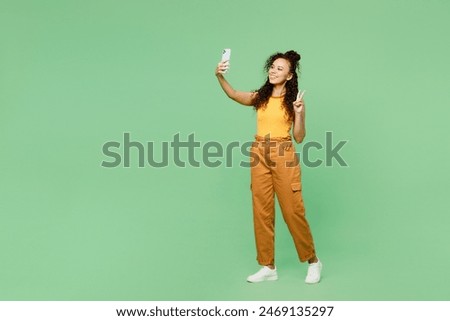 Similar – Image, Stock Photo Young woman taking selfies outdoors.