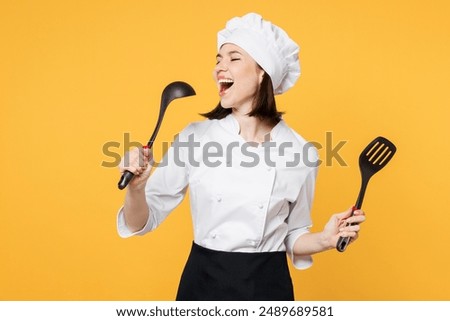 Image, Stock Photo Woman pretending to play the guitar