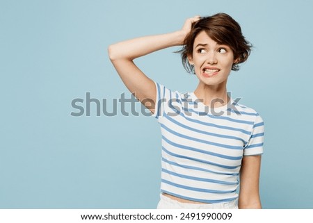 Similar – Image, Stock Photo portrait of a worried thoughtful boy