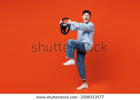 Similar – Image, Stock Photo Man with the car on the road