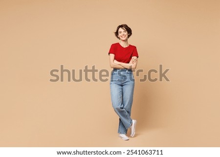 Similar – Image, Stock Photo Attractive young girl wearing a yellow T-shirt