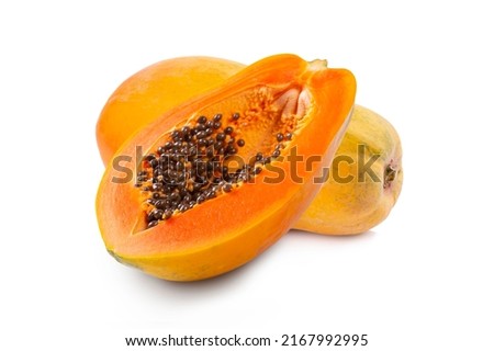 Similar – Foto Bild Halbierte Papaya auf blauem Hintergrund. Platz zum Kopieren.