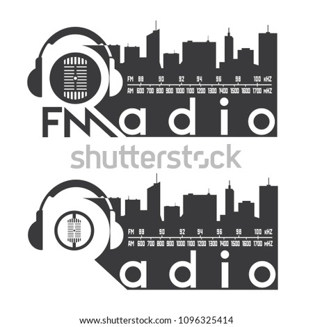 
an illustration consisting of two different images of a radio station in the form of a symbol or logo