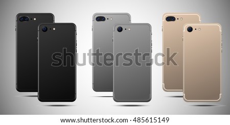 Realistic smartphone front and back set iphon style mockup. Vector illustration. for printing and web element, Game and application mockup on gradient background .