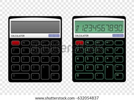 Turn on and off black calculator on transparent background. Modern count tool