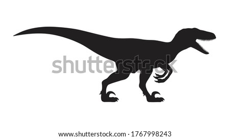 Velociraptor silhouette icon sign, Raptor dinosaurs symbol design,  Isolated on white background, Vector illustration