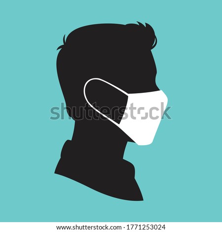 Man wearing medical mask icon symbol, Concept for flu sickness and prevent the spread of virus germs, Protecting themselves against pandemic epidemic infection, Vector illustration