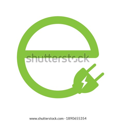 E plug electric icon, Power charging sign, Eco energy concept, Vector illustration