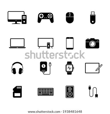 Electronic Devices icons, Set of gadget symbol, Simple flat design for application, UI, websites and decoration, Vector illustration