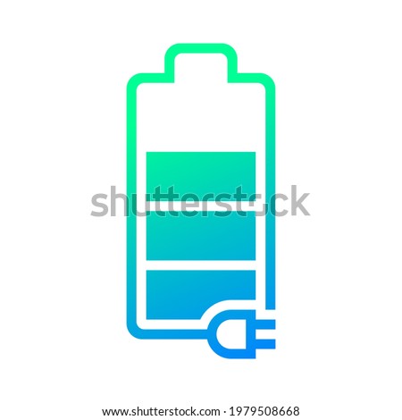 Battery charge with plug, Charging electric icon, Power energy indicator concept, Isolated on white background, Vector illustration