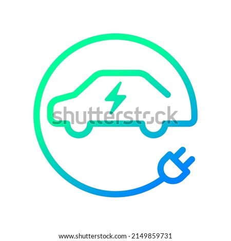 Electric car with plug icon symbol, EV car, Green hybrid vehicles charging point logotype, Eco friendly vehicle concept, Vector illustration