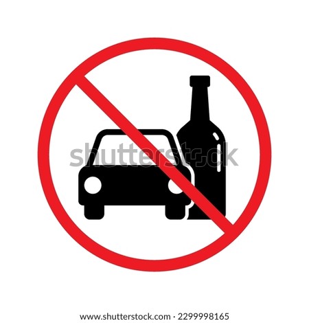 Don't drink and drive pictogram sign, Prohibition symbol, Simple flat design, Vector Illustration