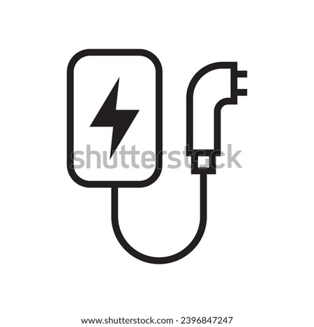 Electric charging icon, Ev charging point station, Stroke outline design, Vector illustration
