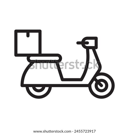 Motorcycle delivery icon symbol, Pictogram flat outline design for apps and websites, Isolated on white background, Vector illustration