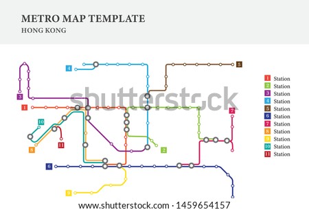 Metro/subway map design template, city transportation -Hong Kong, china, scheme for underground road, city/transit line