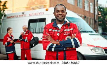 Similar – Image, Stock Photo African-American man smiling near the wall