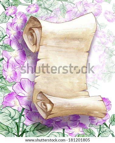 paper scroll in flowers