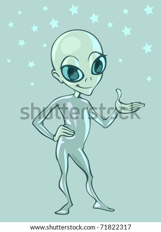 Illustration of a funny cartoon alien