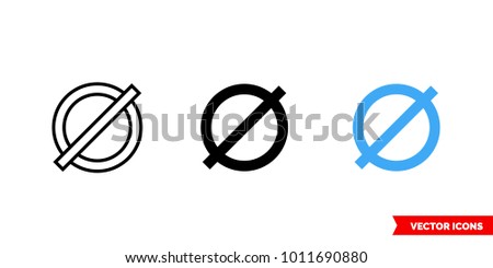 Diameter symbol icon of 3 types: color, black and white, outline. Isolated vector sign symbol.